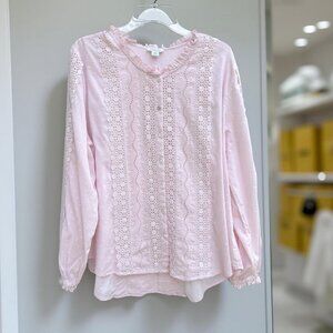 Sundance Pink Mirabelle Eyelet Button Down Shirt